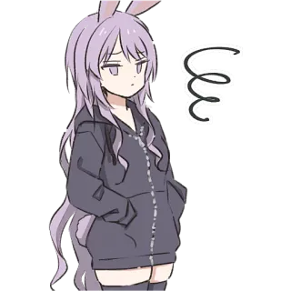 😤 Аниме, Девушка, Кролик, Худи, Персонаж, Мультфильм whatsapp sticker