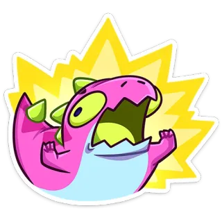 😳 cartoon, dinosaur, monster, pink, illustration, sticker telegram sticker