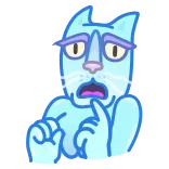 😬 cat, cartoon, thinking, worried, blue telegram sticker
