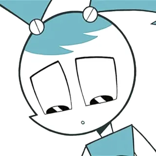 😰 Jenny Wakeman My Life as a Teenage Robot dessin animé, robot, adolescent, cheveux bleus, animé, triste telegram sticker