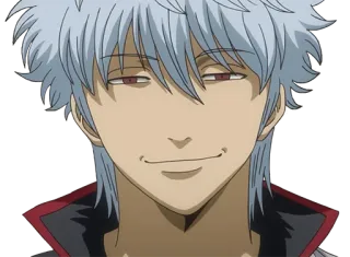 😏 Gintoki Sakata Gintama Anime, Manga, Silbernes Haar, Lächelnd, Lustig, Komisch, Charakter whatsapp sticker