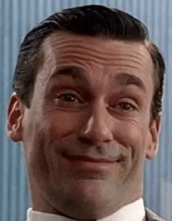 😒 Don Draper Mad Men Mad Men, Don Draper, Jon Hamm, Fernsehserie, Charakter, Grinsen telegram sticker