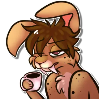 ☕ bunny, rabbit, coffee, morning, tired, cartoon, animal, sleepy telegram sticker
