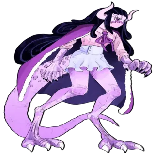 🦕 mostro, demone, creatura, fantasy, corna, ragazza telegram sticker
