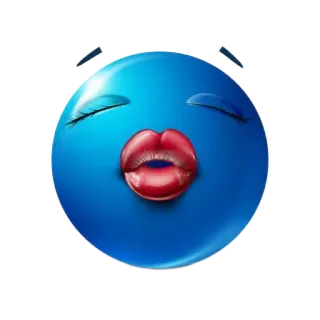 💋 Emoji, Beijo, Rosto, Azul, Lábios whatsapp sticker