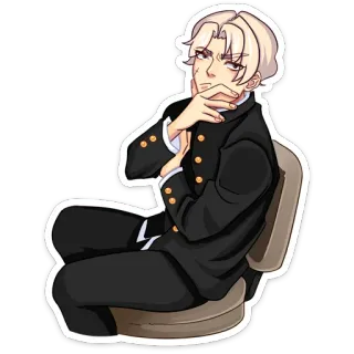 🤔 Anime, Personaje, Uniforme escolar, Sentado, Manga, Pose telegram sticker