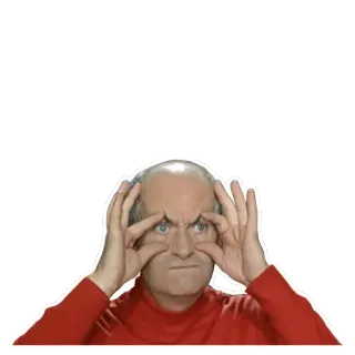 👽 мужчина, смешной, глаза, выражение, смотрит, красная рубашка whatsapp sticker