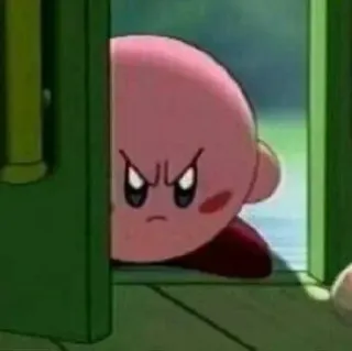 ➰ Kirby Kirby, videojuego, dibujos animados, enojado, rosa, lindo telegram sticker