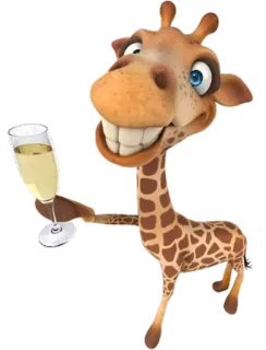 🥂 Giraffe, Cartoon, Tier, Prost, Feier, Lustig telegram sticker
