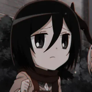 🀄 Mikasa Ackerman Attack on Titan Anime, Chibi, Mikasa Ackerman, L'Attaque des Titans telegram sticker
