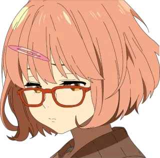 😒 Mirai Kuriyama Beyond the Boundary anime, girl, glasses, cute, japanese animation, mirai kuriyama, beyond the boundary telegram sticker