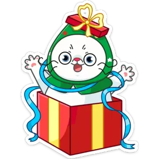 🎁 Katze, Geschenk, süß, Feier, Cartoon, Tier, Feiertag, Präsent telegram sticker