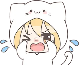 😭 pleurer, triste, chat, animé, dessin animé, kawaii, larmes telegram sticker
