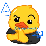 🤔 duck ∫sin xdx = -cos x duck, math, thinking, calculus, calculating, student, study, formula, yellow telegram sticker