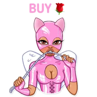 🌹 BUY rosa, fantasía, chica gato, alas de ángel, látex, rosa, comprar, fetiche whatsapp sticker
