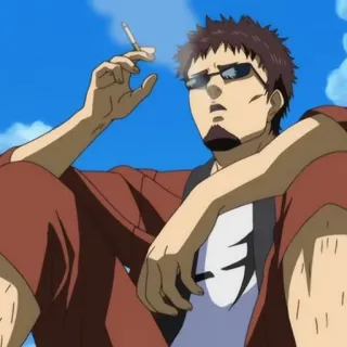 😕 Anime, Rauchen, Mann, Sonnenbrille, Bart telegram sticker
