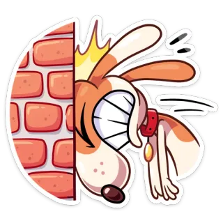 🤦‍♀️ cane, cartone animato, muro di mattoni, rabbia, adesivo, animale, divertente, espressione telegram sticker