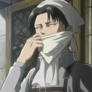 ☕ Levi Ackerman Attack on Titan Anime, Ataque a los Titanes, Levi Ackerman, Fanático de la limpieza, Ama de casa, Limpieza telegram sticker