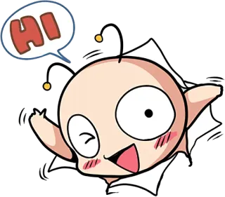 👋 HI Dibujos animados, Saludo, Amistoso, Kawaii, Hola, Personaje whatsapp sticker
