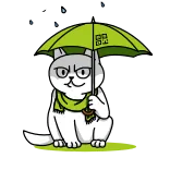☂️ cat, umbrella, animal, cartoon, sticker telegram sticker