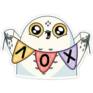 😊 лох coruja, fofo, banner, desenho animado, pássaro, animal telegram sticker