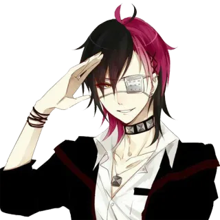 🙂 anime, manga, character, eyepatch, salute, gothic telegram sticker