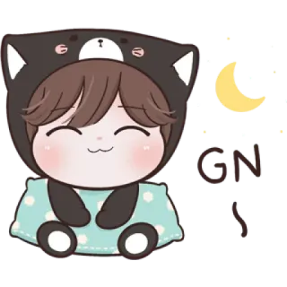 ☁️ GN Kartun, Selamat malam, Tidur, Lucu, Bulan, Selimut whatsapp sticker