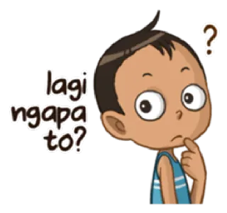 👩 lagi ngapa to? desenho animado, pergunta, pensando, menino telegram sticker