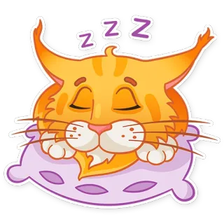😴 ZZZZ gato, dormindo, sonolento, travesseiro, zzz, laranja, fofo telegram sticker