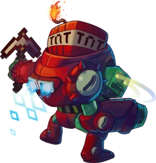 😻 TNT TNT, robot, bomba, esplosivo, videogioco, personaggio telegram sticker