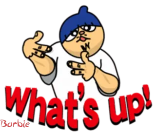 👋 WHAT'S UP! greeting, cartoon, text, blue hair, casual telegram sticker