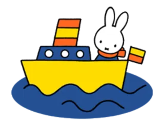 🛳 Miffy มิฟฟี่, กระต่าย, เรือ, การ์ตูน, เด็ก telegram sticker