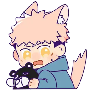 😰 Dessin animé, Oreilles d'animal, Ours en peluche, Mignon, Inquiet telegram sticker