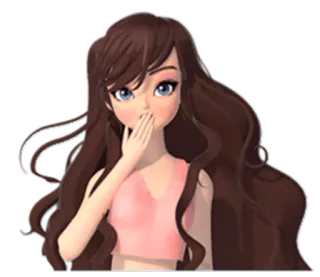 😳 fille, dessin animé, femme, animé, cheveux whatsapp sticker