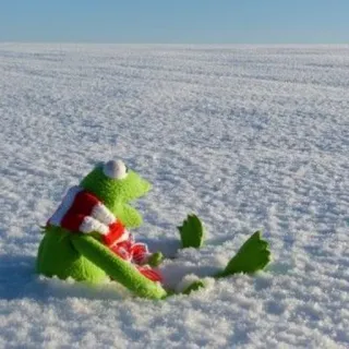 ❄️ Kermit 커밋, 개구리, 겨울, 눈, 만화 캐릭터, 머펫 telegram sticker