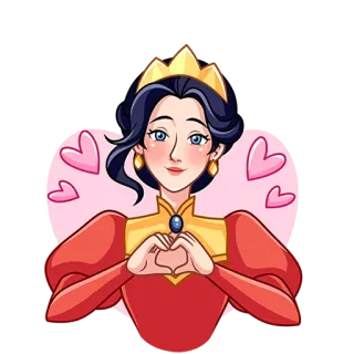 🫶 princess, crown, love, heart, cartoon, woman, queen telegram sticker