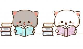 🤓 кот, чтение, книга, милый, очаровательный telegram sticker