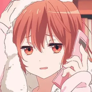 📞 애니메이션, 소녀, 만화, 귀여운, 폰, 슬픈, 일러스트 telegram sticker