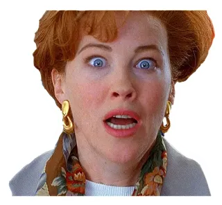 😮 Kate McCallister Home Alone surpreso, chocado, mulher, anos 80, filme whatsapp sticker