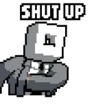 💵 SHUT UP 닥쳐, 픽셀 아트, 짜증, 밈, 성명 telegram sticker