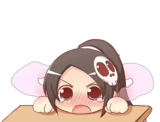 😢 Anime, Manga, Fille, Pleurs, Crâne, Dessin animé, Mignon telegram sticker