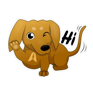 🤝 Hi perro, perro salchicha, hola, saludando, saludo, animal whatsapp sticker