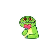 😘 dinosaurio, monstruo, lindo, corazón, amor, dibujos animados telegram sticker