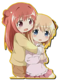 ❤ Anime, Chibi, Fofo, Desenho animado, Meninas, Abraço telegram sticker