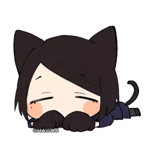 😴 ©HAWKS Anime, Katze, süß, kawaii, Chibi telegram sticker
