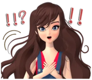 😳 !!? kobieta, wykrzyknik, pytanie, zdezorientowany, anime, kreskówka telegram sticker