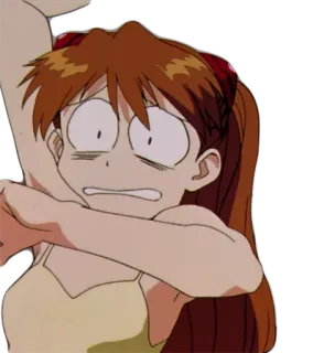 😱 Asuka Langley Soryu Neon Genesis Evangelion Anime, Charakter, Ausdruck, Schockiert, Überrascht, Verängstigt telegram sticker