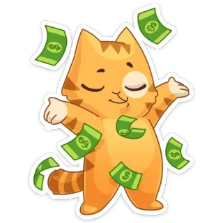🤑 猫, 钱, 有钱, 美元, 卡通, 可爱, 快乐 telegram sticker