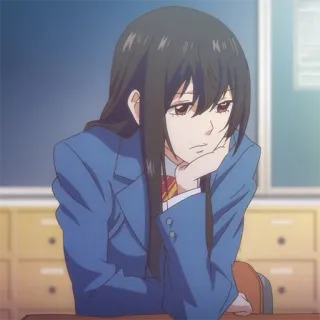 🎶 anime, ragazza, divisa scolastica, triste, annoiata, manga, adolescente whatsapp sticker