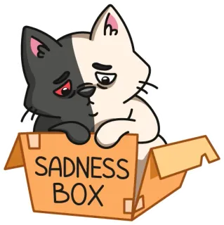 😔 SADNESS BOX 猫, 悲伤, 盒子, 卡通, 忧郁 whatsapp sticker